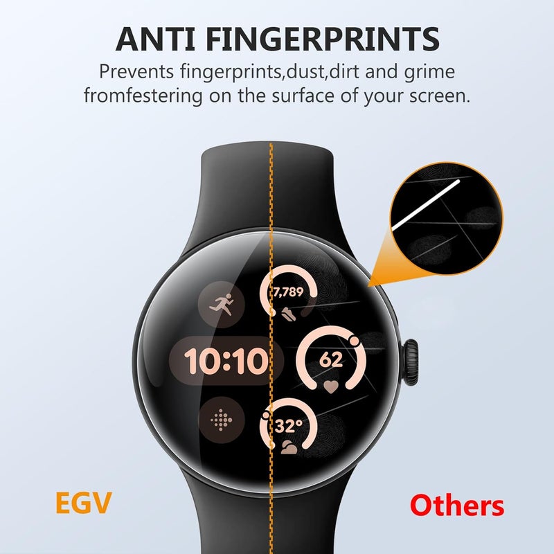 EGV 6 Pack for Google Pixel Watch 45mm Screen Protector, Pixel Watch 4/3 Screen Protector [Upgrade Flexible Film] Self-Healing, Anti-Scratch, [Non-Bubbles] Soft HD TPU - Image 3